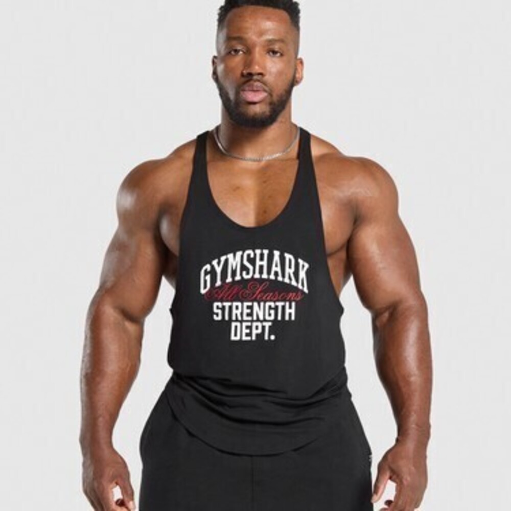 Gymshark Trophy Graphic Stringer - Black - Large
